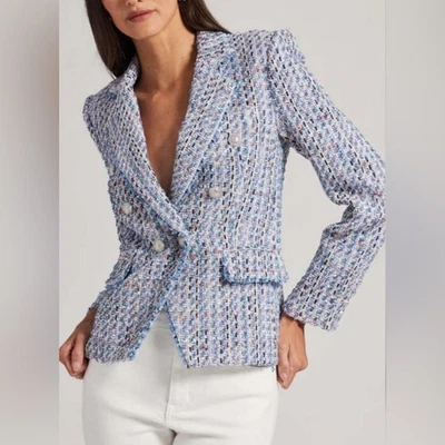 GENERATION LOVE Eliza Tweed Blazer Jacket Pink/Blue XS - Image 1 of 4
