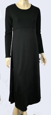 Vintage 90s NOS nwt Chm Design Midi Maxi Black Empire Priarie Sweater Dress M - Image 1 of 4