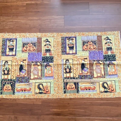Broom Sweepers Halloween Fabric Clothworks Cotton 23x44 - Image 1 of 4
