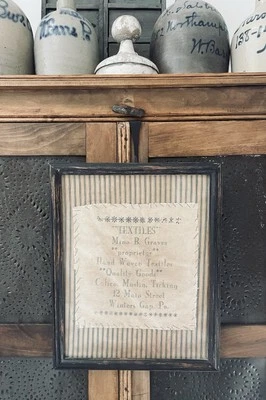 Cuadro primitivo sucio negro enmarcado ~ azul envejecido tictac ~ arte de pared Foto 1 de 4