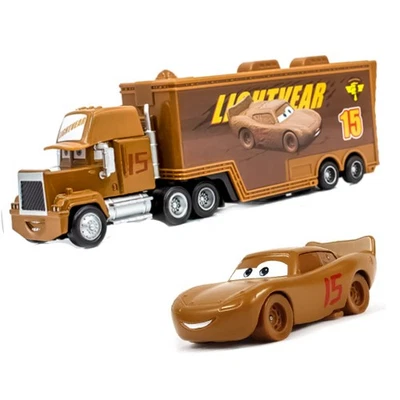 2-Pack Disney Pixar Cars NO.15 Muddy McQueen Mack Truck + Car 1:55 Diecast Toys - Image 1 of 4
