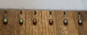 Freshwater Pearl Dangle Drop Earrings Set Of 3 Pairs Silver Brown Green P 6mmL - Picture 1 of 12