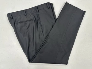 Zanella Italy Men’s Black Super 120s Wool Dress Pants 35X29 Flat Front - Picture 1 of 12