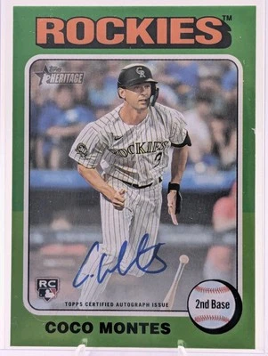 2024 Topps Heritage - Rookies Coco Montes AUTO SP Green Border #263 (RC) - Image 1 of 2