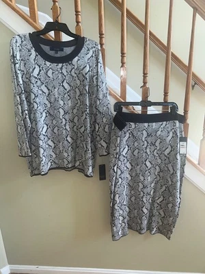 Women's NWT Grey Combo RACHEL Rachel Roy 2-PC Skirt Sweater Set Plus Size 2X/3X - Image 1 of 4