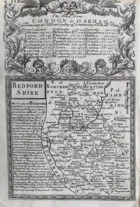 1720 Antique Map, Bedfordshire by Owen & Bowen - Picture 1 of 3