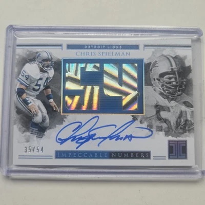 2018 Panini Impeccable Chris Spielman Impeccable Numbers Auto /54 Lions OC auto - Image 1 of 2
