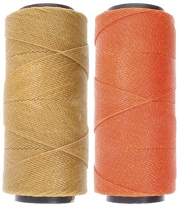 2 Knot It Waxed Polyester Cord 1mm Diameter 144M Spools (Almond, Orange) - Picture 1 of 3