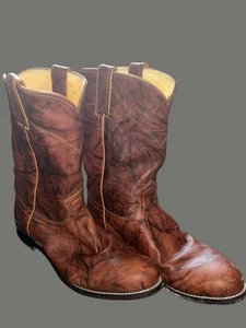 Justin Boots Herren 9 1/2 EE Chestnut Braun Leder Marmoriert Roper Western Jackson - Bild 1 von 6