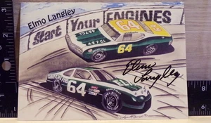 VINTAGE ELMO LANGLEY POSTKARTE NASCAR #64 WINSTON CUP HANDSIGNIERTES BILD RENNWAGEN - Bild 1 von 2