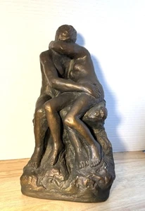 Vintage Marwal Nude Lovers Embrace Kissing Chalkware Statue - Bild 1 von 21