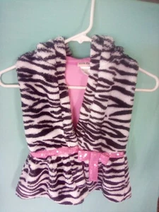 Girls Vest, Hooded, Pink Bow Decor, Black/ White, Little Lass, Size 5 - Picture 1 of 2