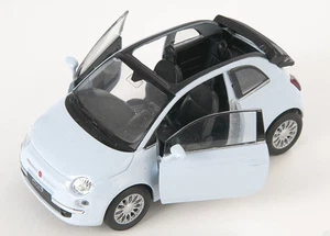 BLITZ VERSAND Fiat 500 C 2010 hellblau Taubenfarbe Modell Auto 1:34-39 NEU OVP - Picture 1 of 1