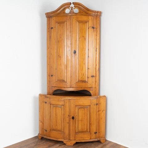 Antique 8' Tall Pine Corner Cabinet Cupboard, Sweden circa 1820-40 Cover