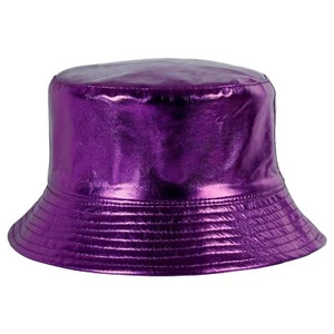 Trendy Purple Metallic Bucket Hat Solid Color Fisherman Hat Packable Sun Cap ... - Picture 1 of 7