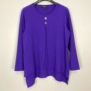 Top túnica en capas Toofan Lagenlook para mujer talla XL arrugado dobladillo alto bajo púrpura - Imagen 1 de 8