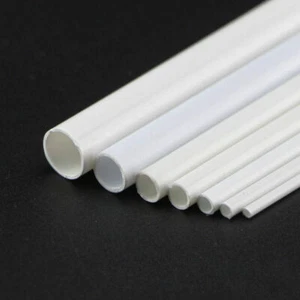 ABS Plastic Tube White Round Hollow Pipe DIY Model Crafts 250mm x 3/4/5/6/8/10mm - Picture 1 of 5