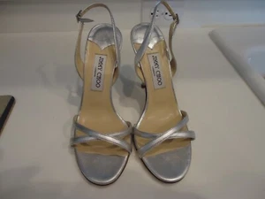 EUC Jimmy Choo Silver Strappy Sandals 39.5 - Picture 1 of 7