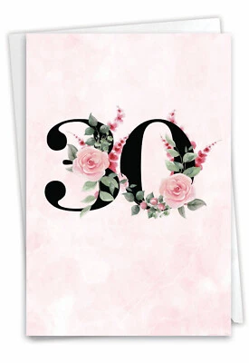 Tarjeta de aniversario 30th Milestone con 5" x 7" con sobre floral pareja 30 Foto 1 de 4