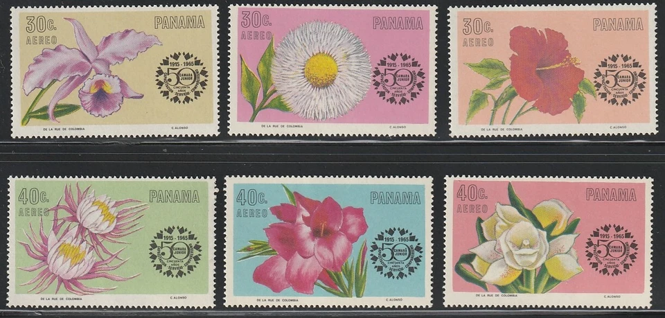 Panama    1966    Sc # 343-48    Orchids    MNH    OG - Image 1 of 1