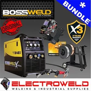 BOSSWELD MST 248X MIG Stick TIG Welder + Helmet + Trolley + Gloves + Wire 699248 - Imagen 1 de 3