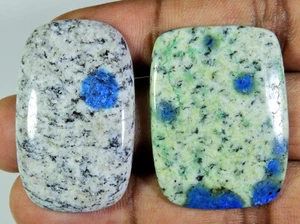 91Cts. Natural K2 Azurite Octagon Cabochon Loose Gemstone 2 Pcs Lot f819 - Bild 1 von 9