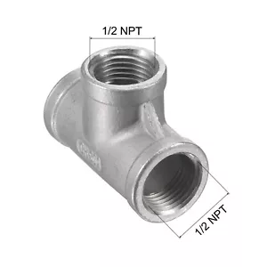 1/2" NPT Tee Female Thread Class 150 Stainless Steel 304 T Shaped Pipe Fitting - Picture 1 of 8