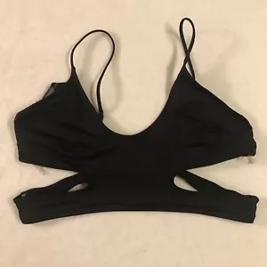 H&M Side Cutout Bikini Top Size 12 Black - Picture 1 of 7