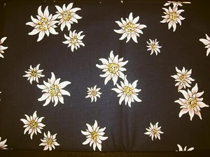 27" x 63" Navy Blue w/ White Tan Yellow Floral Fabric - Picture 1 of 1