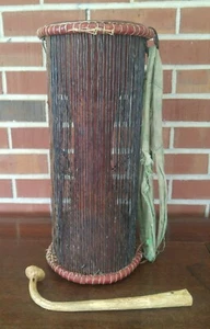 Antike afrikanische sprechende Trommel Trommelstock authentische Volkskunst Percussion Niger - Bild 1 von 12