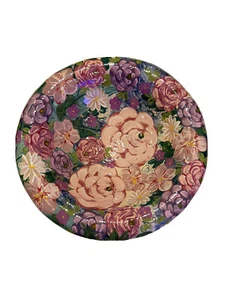 Lesal Large Bowl Floral Pottery Retired Lisa Lindberg California 13” Hand Paint - Picture 1 of 12