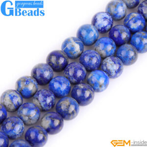 Natural AA Grade Dark Blue Lapis Lazuli Stone Beads Loose Round Free Shipping