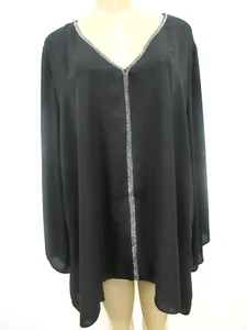 KAREN KANE BLACK EMBELLISHED 3/4 SLEEVE TOP SIZE 3X - NEW - Picture 1 of 9