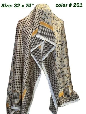  Xale grande longo longo de lenços de flores brancas 74"*32" macio e durável  - Imagem 1 de 4