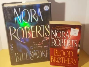 2 Nora Roberts Books Mystery Romance Suspense Blue Smoke Blood Brothers HC PB - Picture 1 of 1