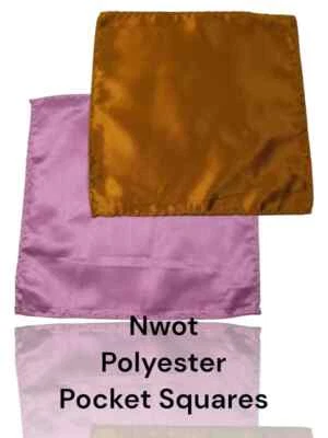Nwot 2 Poly Solid Color,8.5" X 8.5", Pocket Squares, Gold/Pink - Image 1 of 4