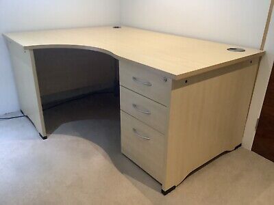 Beech Office Desk With Drawers • 75£