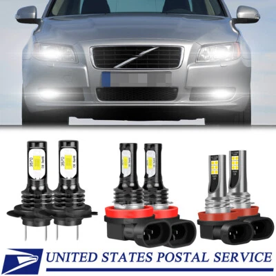 适用于沃尔沃 S80 2007 - 2013 6x 6000K LED 车头灯高低光束雾灯灯泡套件 — 第 1/4 张图片