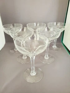 6 VAL ST LAMBERT FINE CRYSTAL ELEGANCE TALL CHAMPAGNE SHERBET GLASSES 5 7/8" - Picture 1 of 7