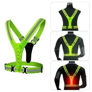 LED Reflective Vest Double-sided Lighting Night Running Light Up Vest Runners - Picture 1 of 9