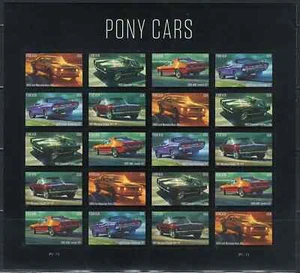 Mint US Pony Cars Pane of 20 Forever Stamps Sheet Scott# 5715-5719 (MNH) - Picture 1 of 1