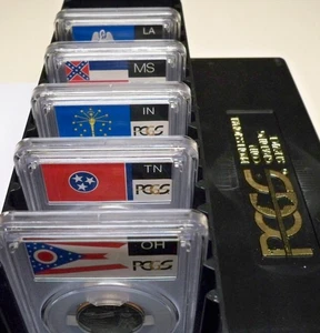 2002-S ALL 5 25c CLAD PCGS PR70DCAM QUARTERS PROOF WASHINGTON MS OH IN TN LA - Picture 1 of 11