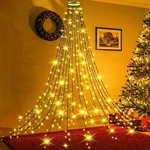 Luci Albero Natale Esterno Cascata, 2Mx16 Fili 420Leds Luci Albero Natale, 8 Mod - Foto 1 di 12