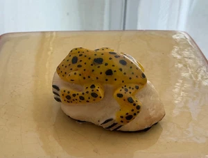GELB & SCHWARZ GEPUNKTET GESCHNITZTER FROSCH TAGUA NUSS - Bild 1 von 4