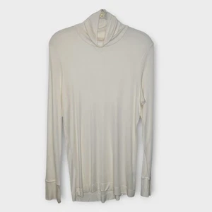 Lands End Silk Long Sleeve Turtleneck Base Layer XL Ivory - Picture 1 of 4