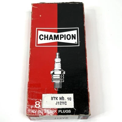 Vintage Champion Spark Plugs J12YC Full Box Of 8 NOS MADE IN USA Spark Plugs - Image 1 of 4