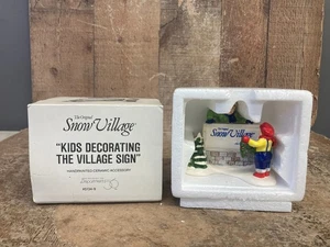 Dept. 56 Snow Village “Kids Decorating The Village Sign" #5134-9 w/ Box 1989 - Picture 1 of 3