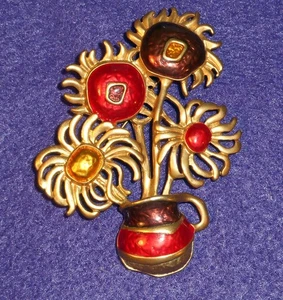 Broche Esmalte Vibrante Girasoles Avon X Yves St Laurent Van Gogh 1982 De Colección - Imagen 1 de 4