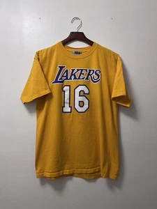 VTG Pau Gasol #16 Los Angeles Lakers NBA Jersey T Shirt Size Large Y2K - Picture 1 of 8