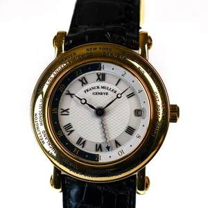 Franck Muller 2800HM 38 1990's 37mm Guilloche Worldtime 18k Yellow Automatic - Picture 1 of 22